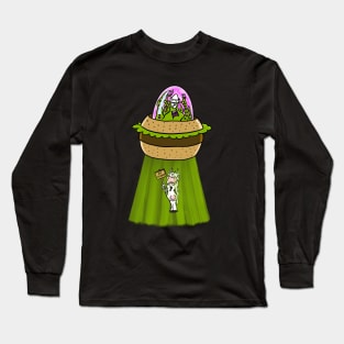 Go Vegan! Funny UFO Cow Abduction Long Sleeve T-Shirt